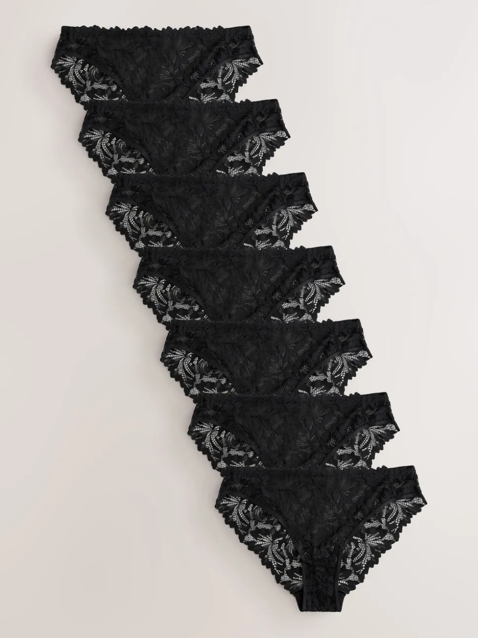 Black High Leg Ultimate Comfort Lace Knickers 7 Pack