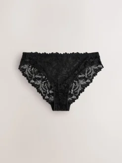 Black High Leg Ultimate Comfort Lace Knickers 7 Pack