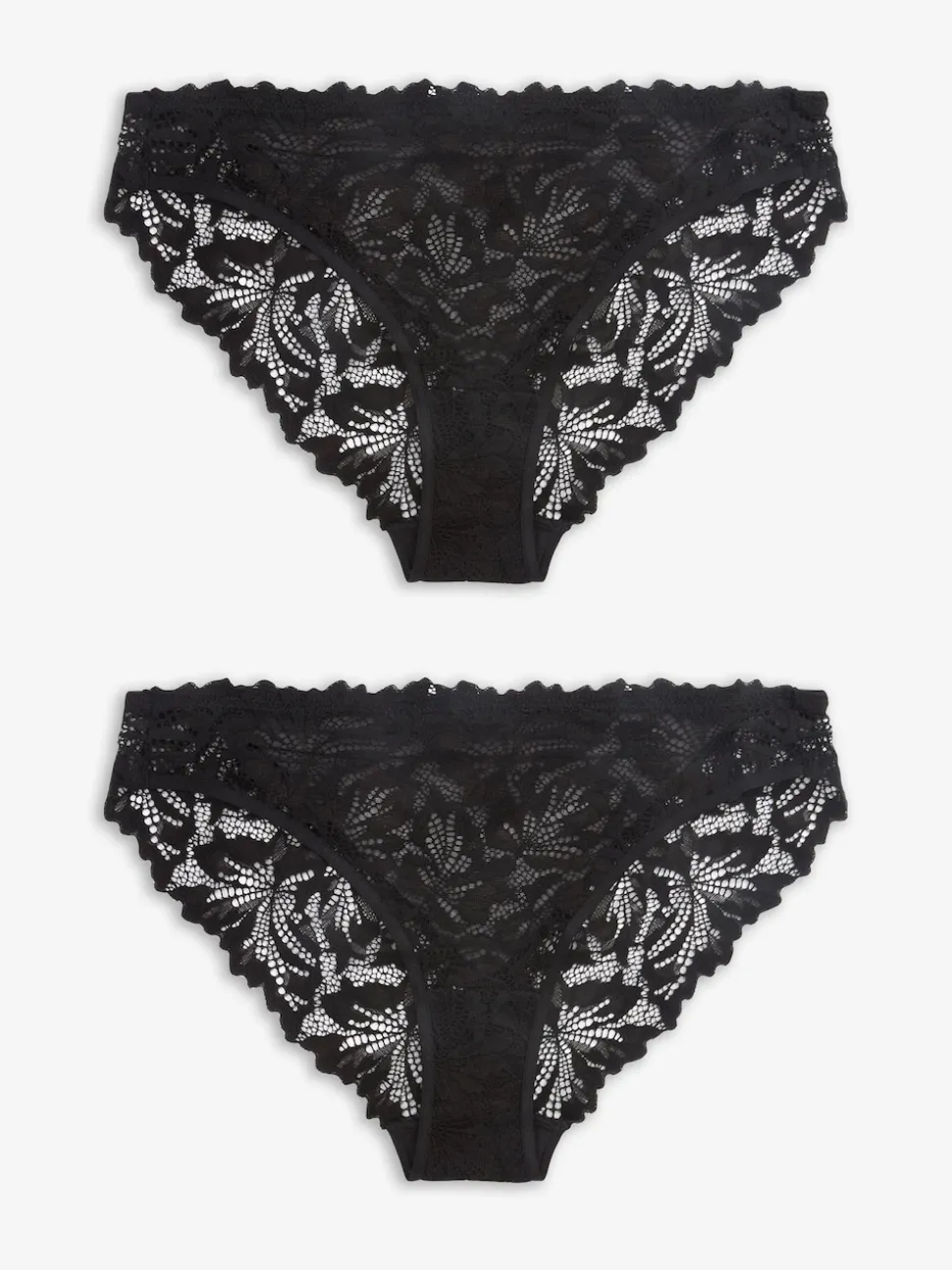 Black High Leg Ultimate Comfort Lace Knickers 2 Pack