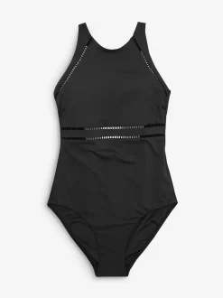 Black High Neck Tummy Control Shaping Swimsuit