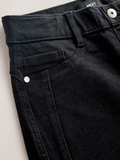 Black High Rise FlexiFit Stretch Pull On Wide Leg Jeans