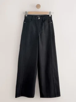 Black High Rise FlexiFit Stretch Pull On Wide Leg Jeans