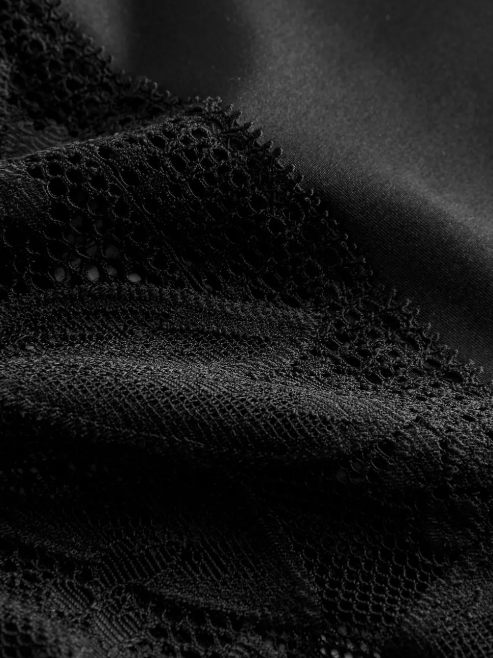 Black High Rise Lace And Microfibre Knickers