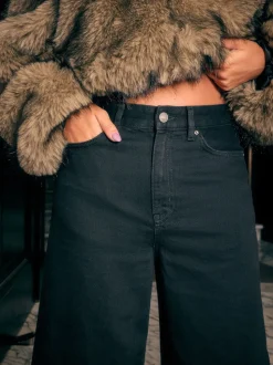 Black High Rise Palazzo Wide Leg Jeans