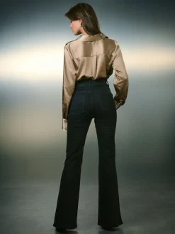 Black High Rise Stretch Flare Jeans