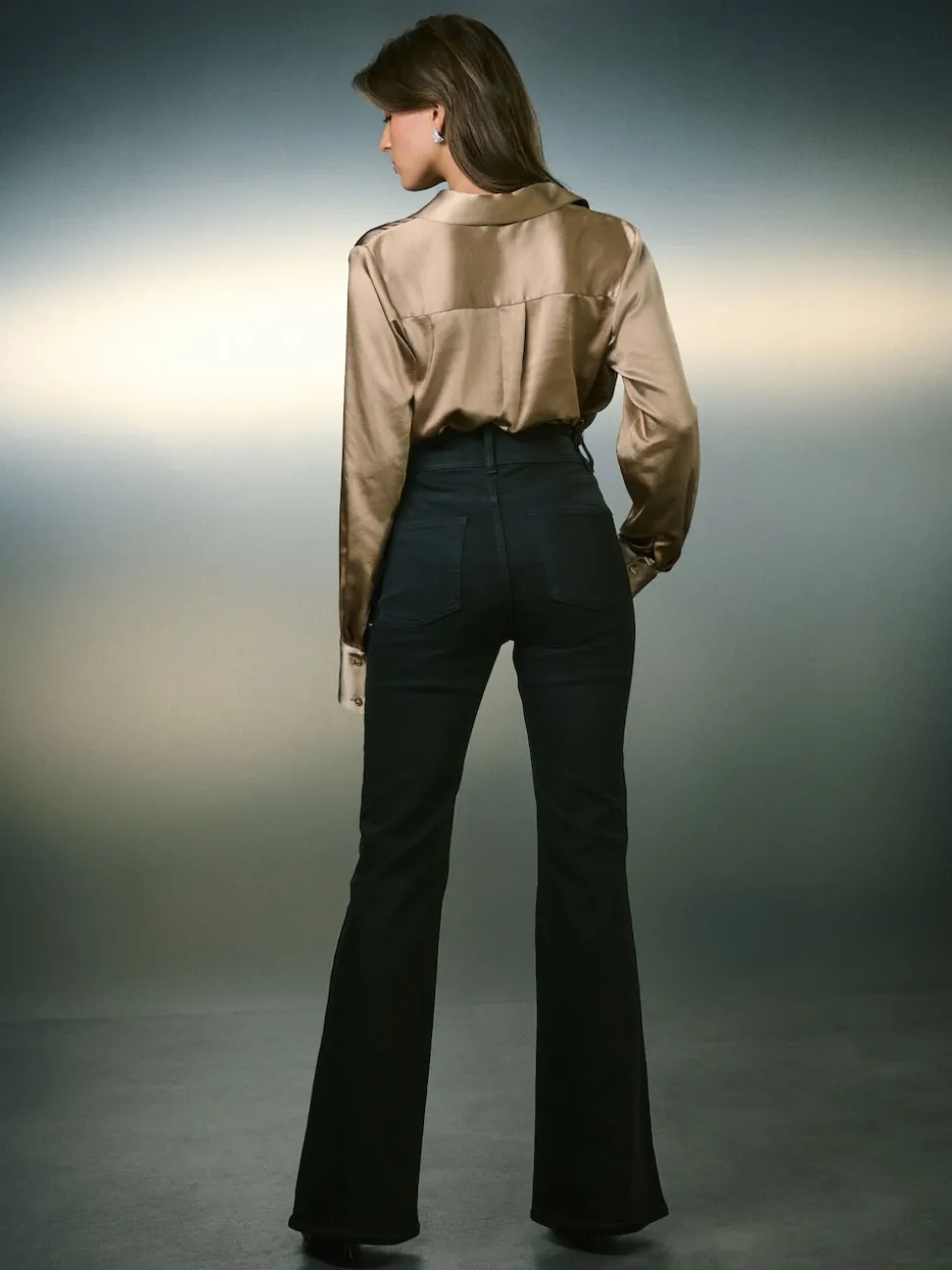 Black High Rise Stretch Flare Jeans