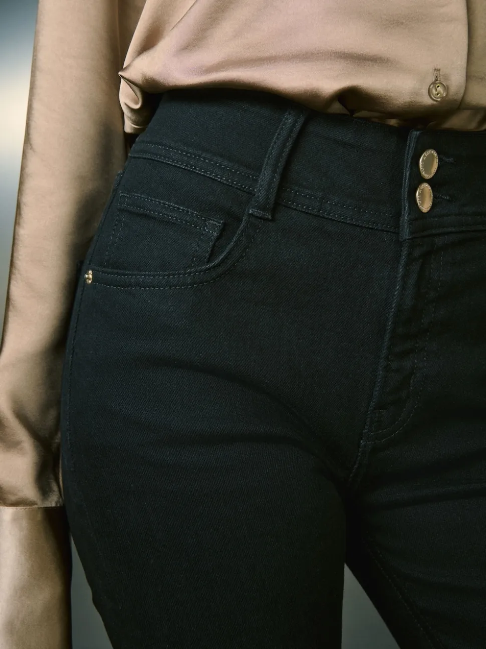 Black High Rise Stretch Flare Jeans