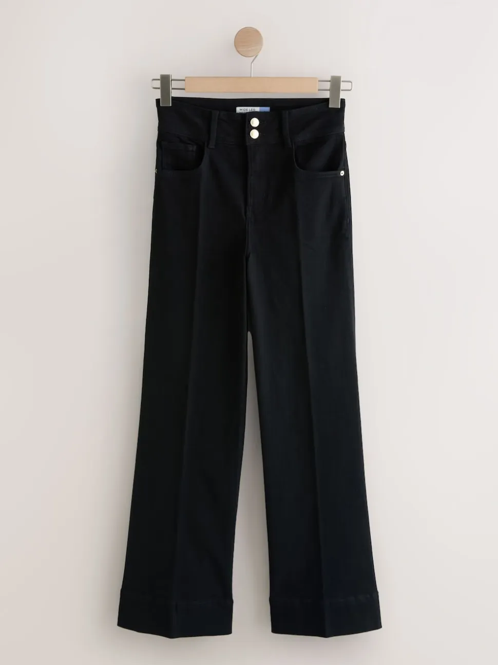 Black High Rise Stretch Wide Leg Jeans