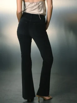 Black High Rise Velvet Cord Flare Jeans