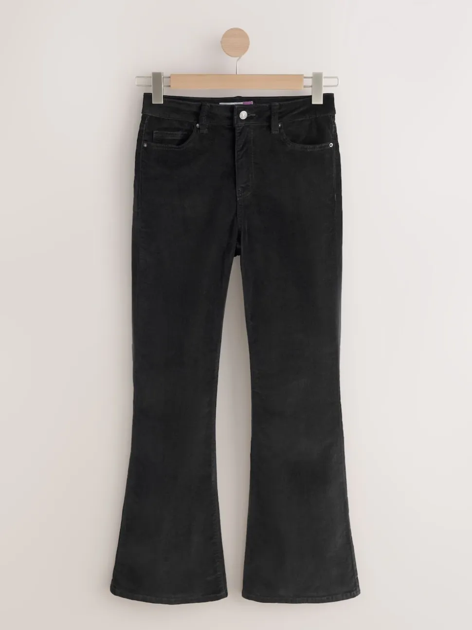 Black High Rise Velvet Cord Flare Jeans