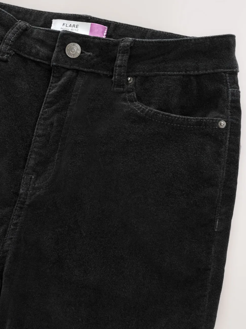 Black High Rise Velvet Cord Flare Jeans