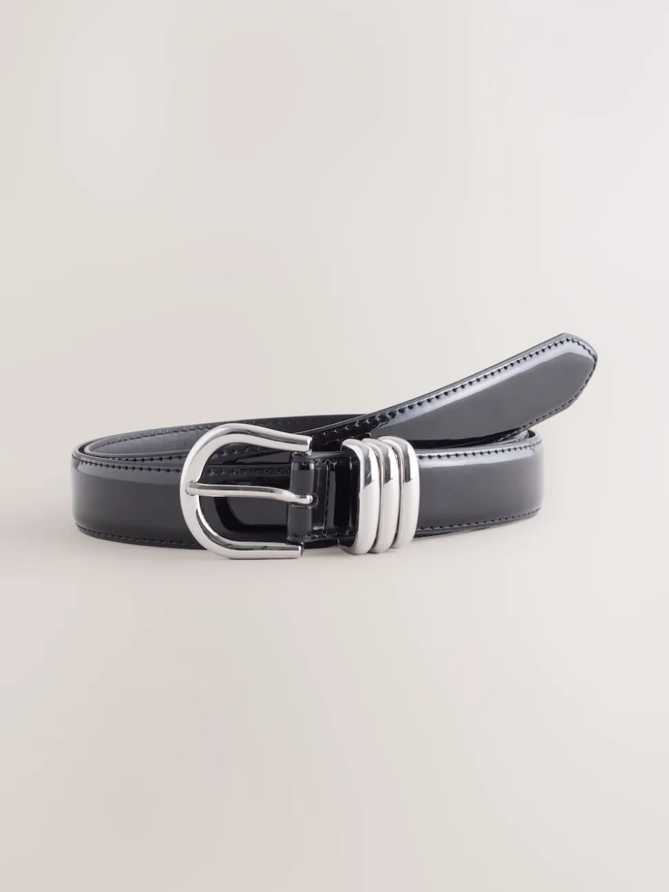 Black High Shine Regular PU Belt