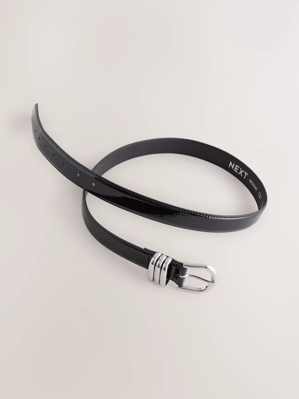 Black High Shine Regular PU Belt