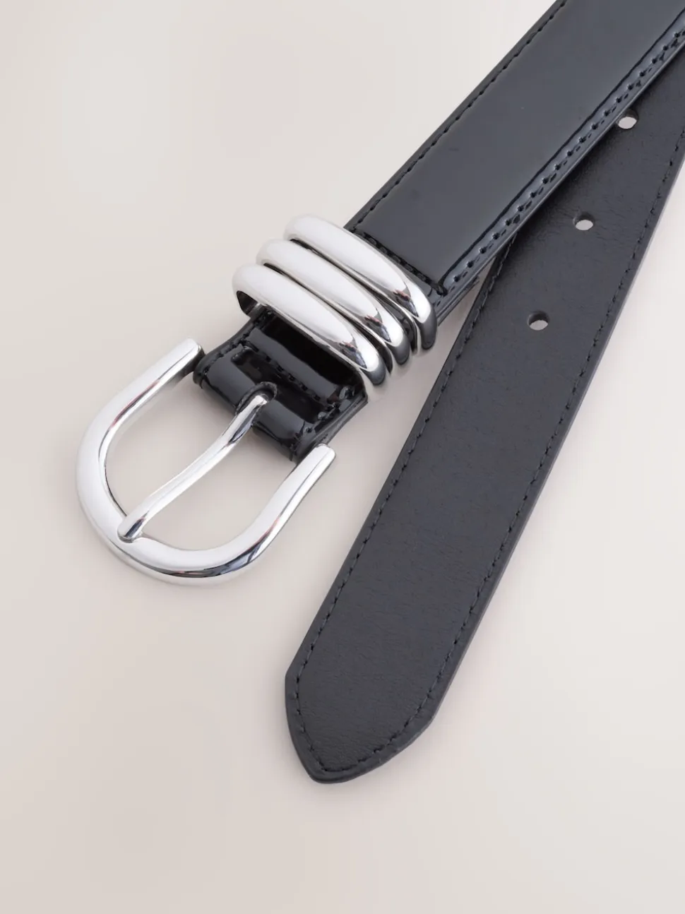 Black High Shine Regular PU Belt
