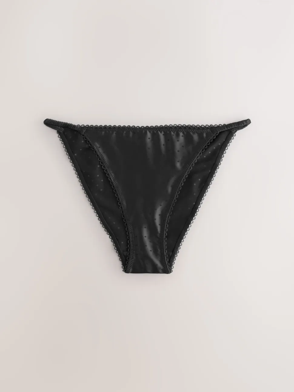 Black High Shine Spot Tanga Knickers