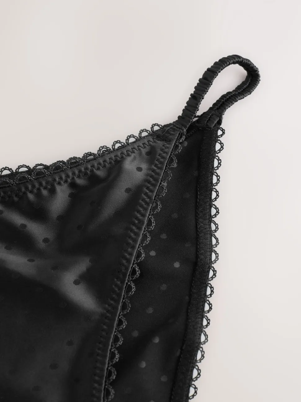 Black High Shine Spot Tanga Knickers