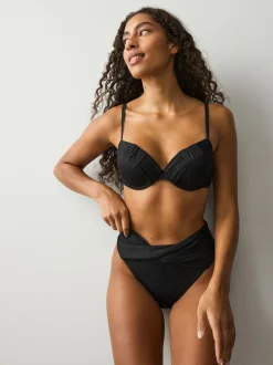 Black High Waist High Leg Bikini Bottoms