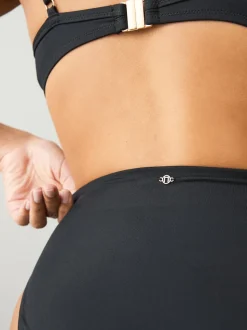Black High Waist High Leg Bikini Bottoms