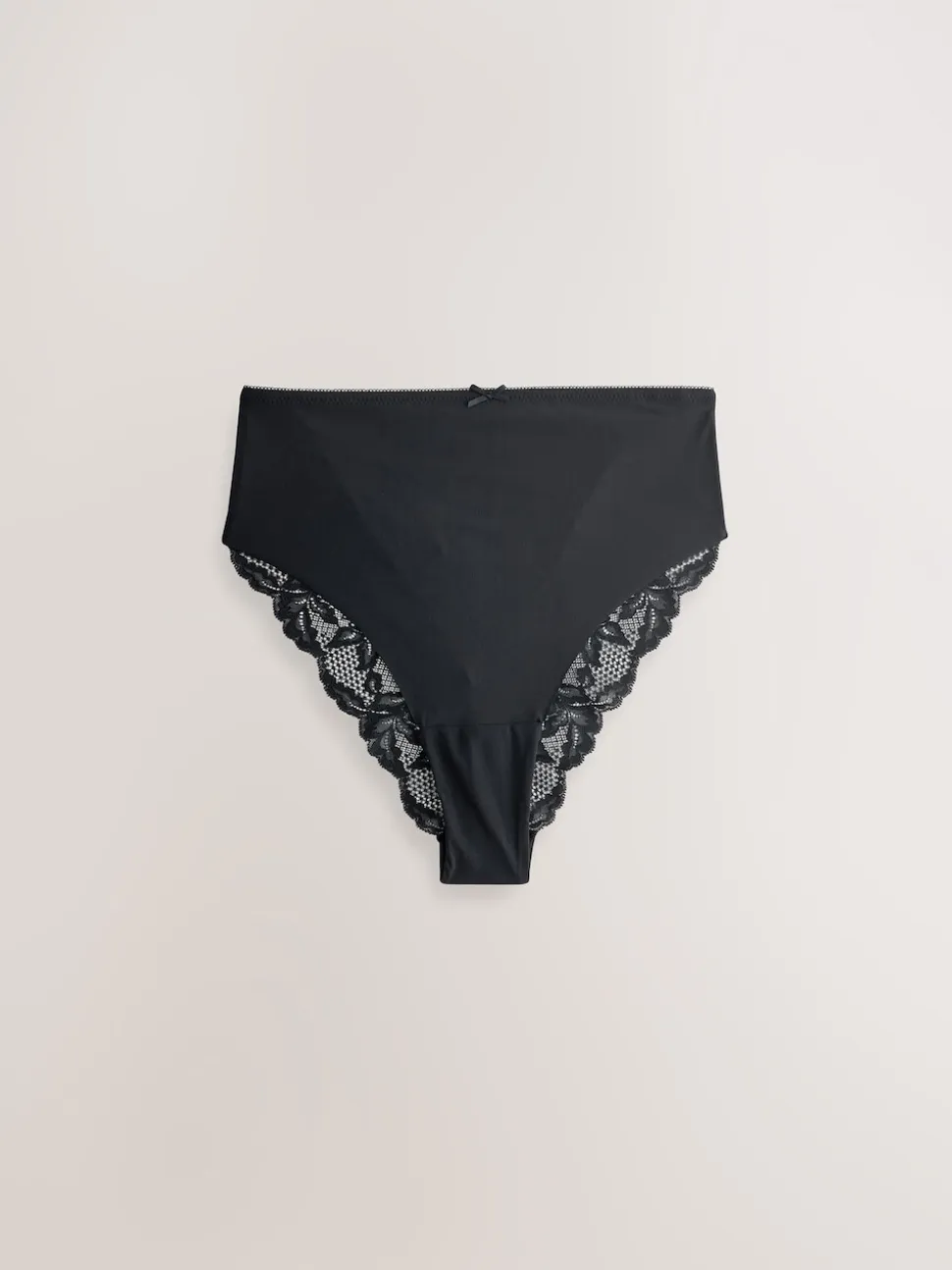 Black High Waist High Leg No VPL Lace Back Briefs 3 Pack