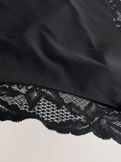 Black High Waist High Leg No VPL Lace Back Briefs 3 Pack