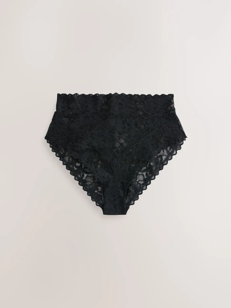 Black High Waist High Leg All Over Lace Knickers 3 Pack