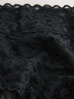 Black High Waist High Leg All Over Lace Knickers 3 Pack