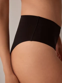 Black High Waist High Leg No VPL Comfort Knickers 3 Pack