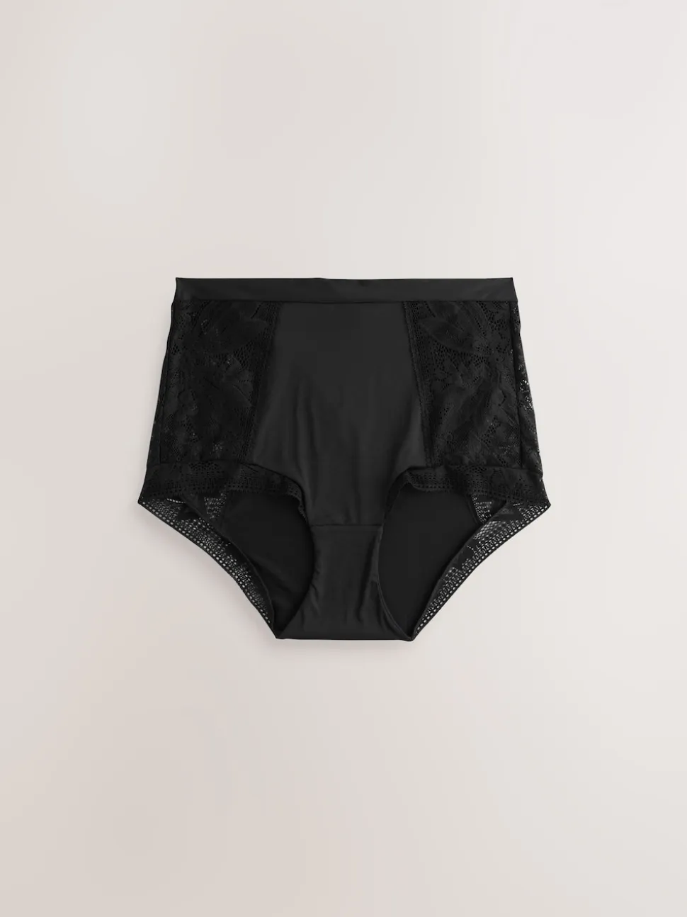 Black High Waist Lace & Microfibre Knickers 2 Pack
