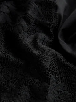 Black High Waist Lace & Microfibre Knickers 2 Pack