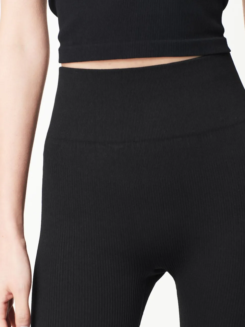 Black High Waist Ribbed Cycling Shorts