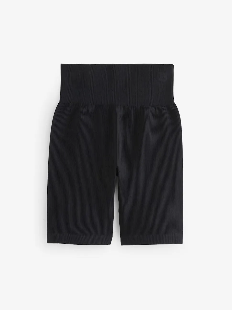 Black High Waist Ribbed Cycling Shorts