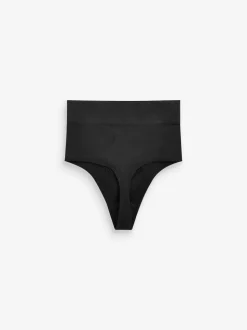 Black High Waist Thong Seamless Firm Tummy Control Shaping Briefs