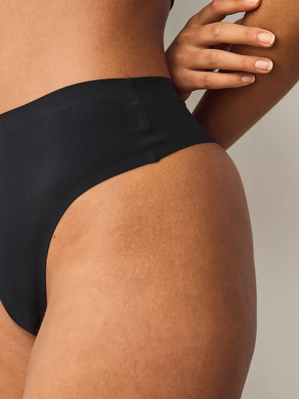 Black High Waisted Thong No VPL Period Knickers 2 Pack