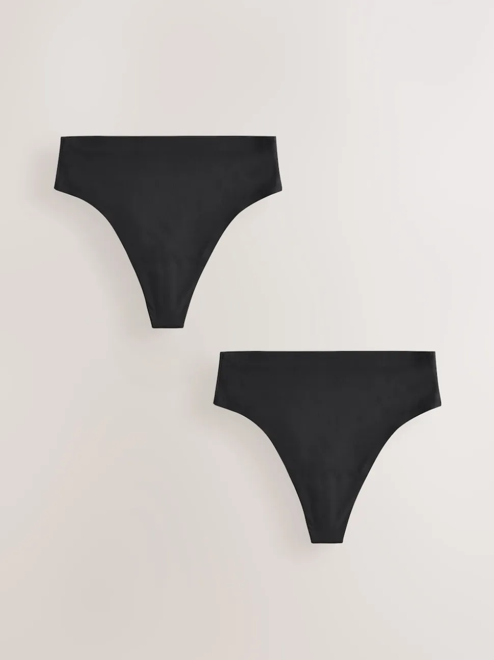 Black High Waisted Thong No VPL Period Knickers 2 Pack