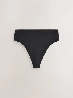 Black High Waisted Thong No VPL Period Knickers 2 Pack
