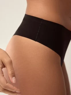 Black High Waisted Thong No VPL Comfort Knickers 3 Pack
