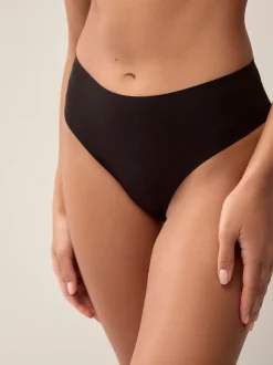 Black High Waisted Thong No VPL Comfort Knickers 3 Pack