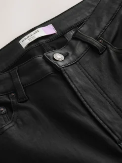 Black Hourglass Coated Denim Skinny Jeans