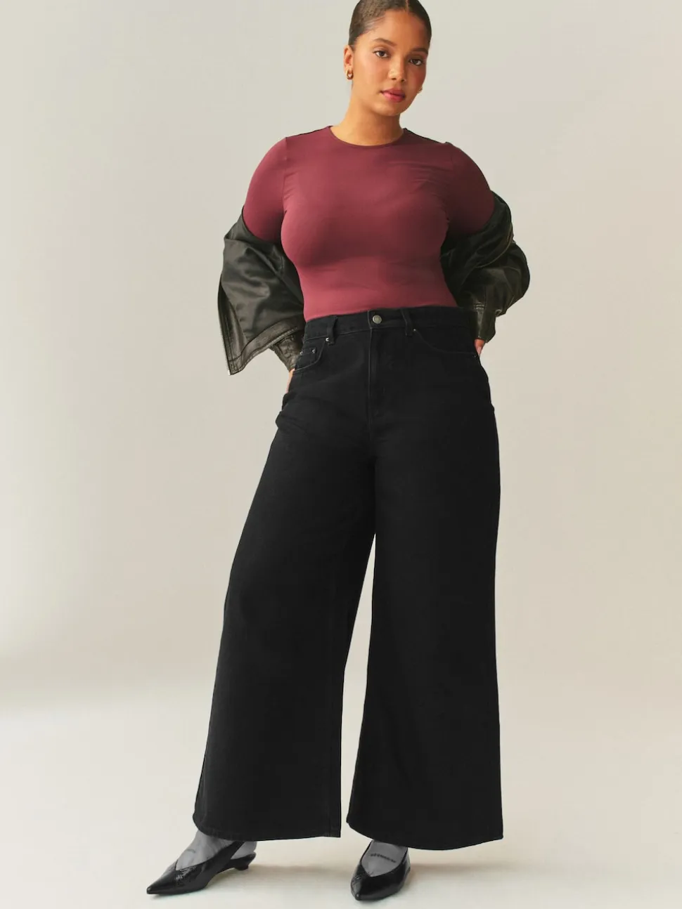 Black Hourglass High Rise Palazzo Wide Leg Jeans