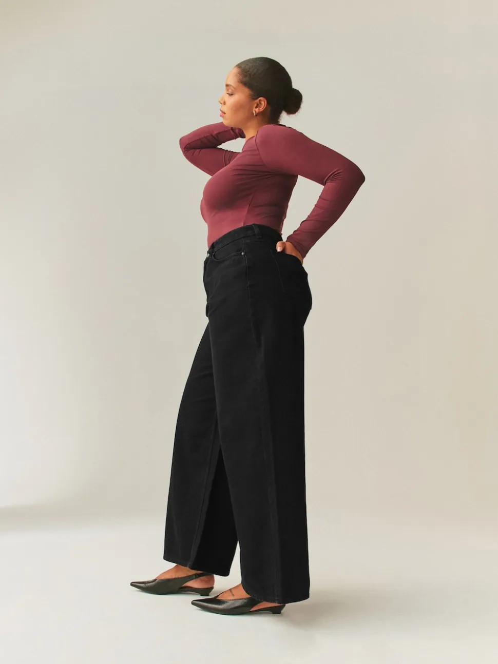 Black Hourglass High Rise Palazzo Wide Leg Jeans