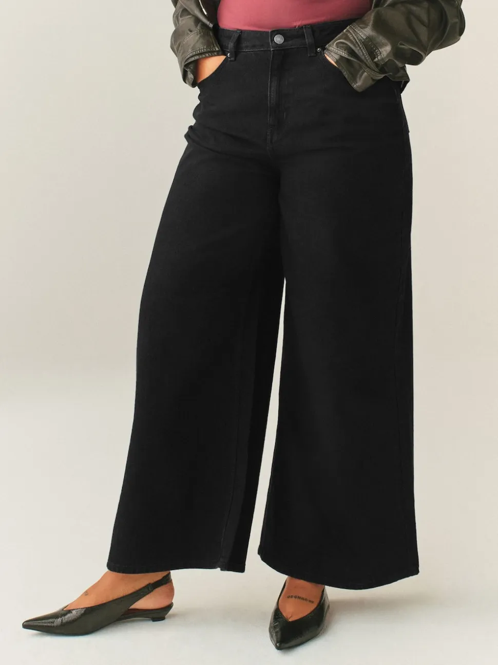 Black Hourglass High Rise Palazzo Wide Leg Jeans