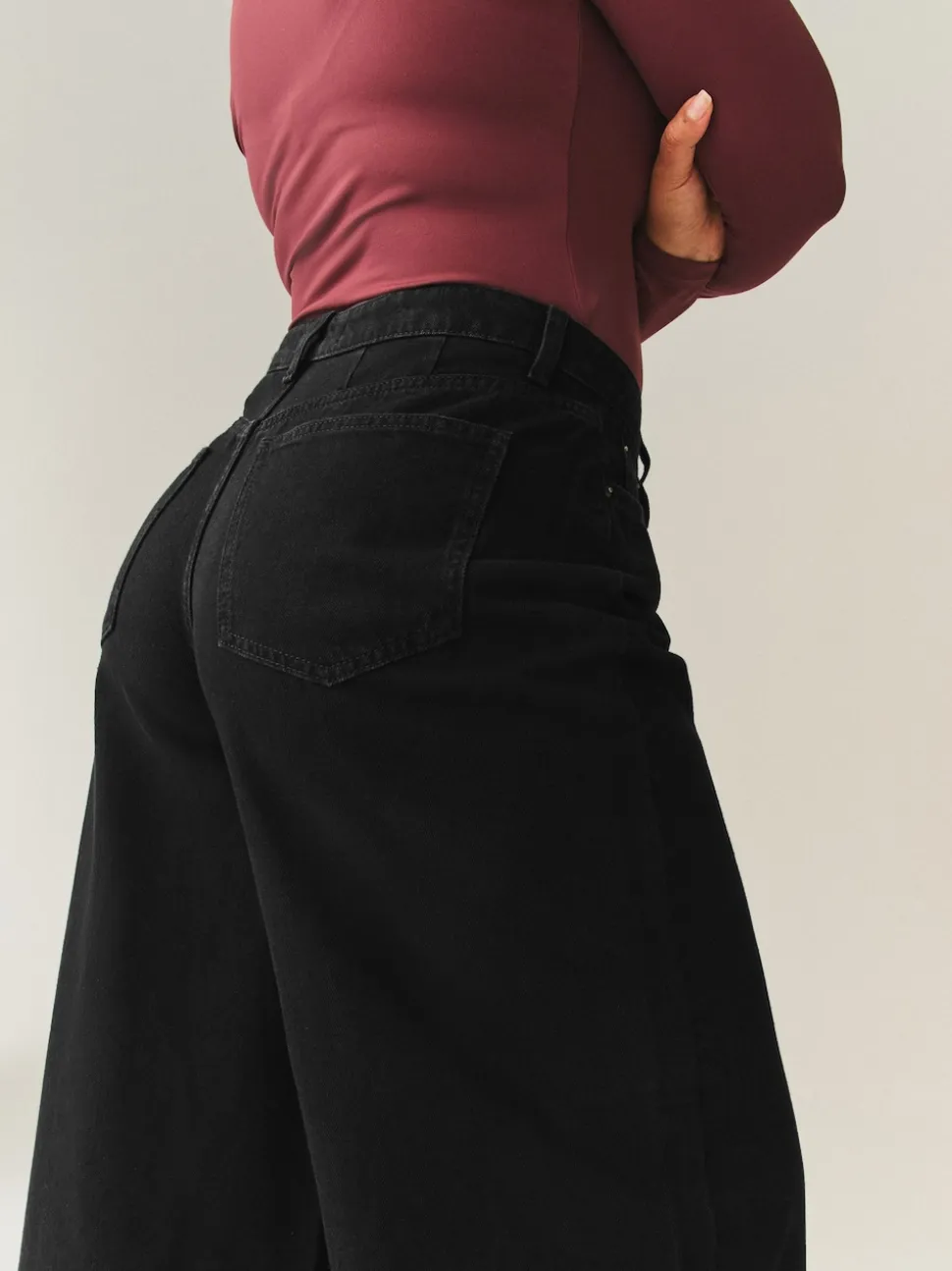Black Hourglass High Rise Palazzo Wide Leg Jeans