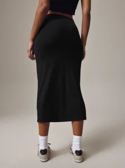 Black Jersey Midi Skirt