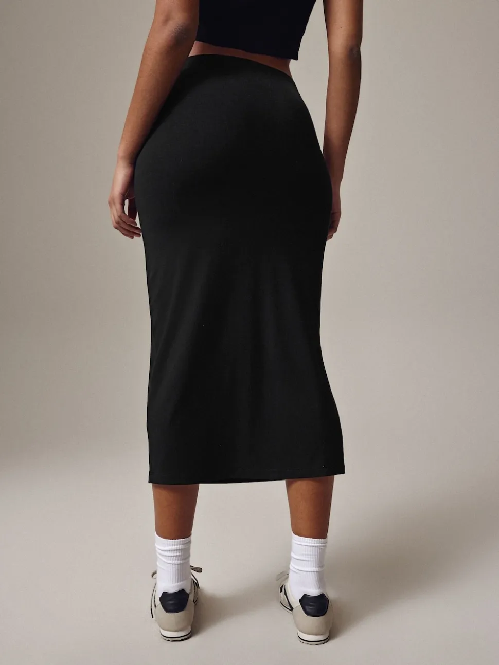 Black Jersey Midi Skirt