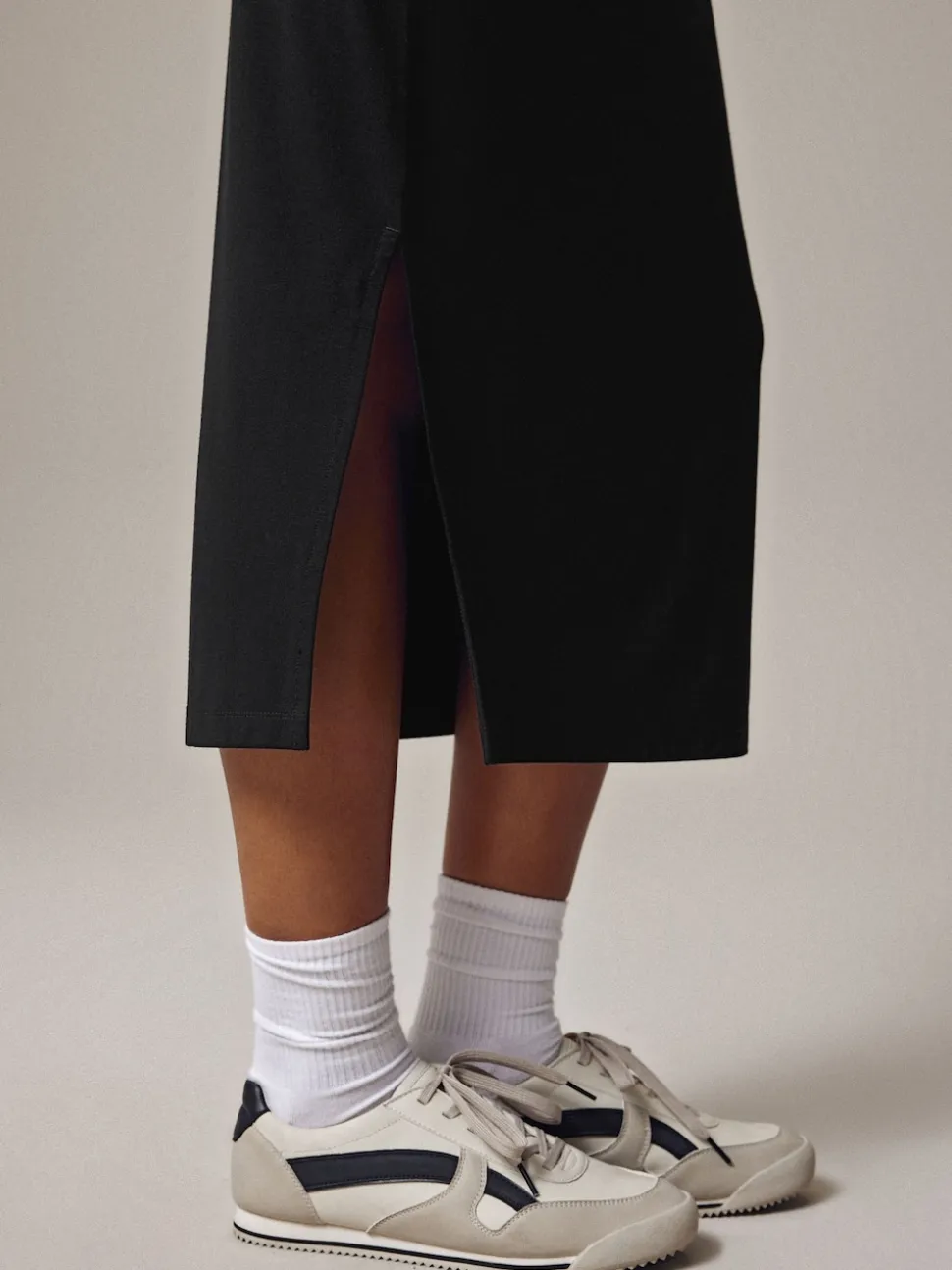 Black Jersey Midi Skirt