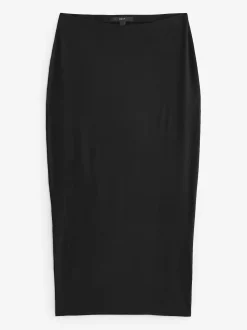 Black Jersey Midi Skirt
