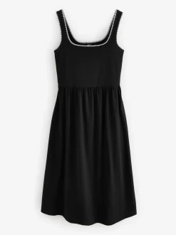 Black Jersey Midi Summer Dress