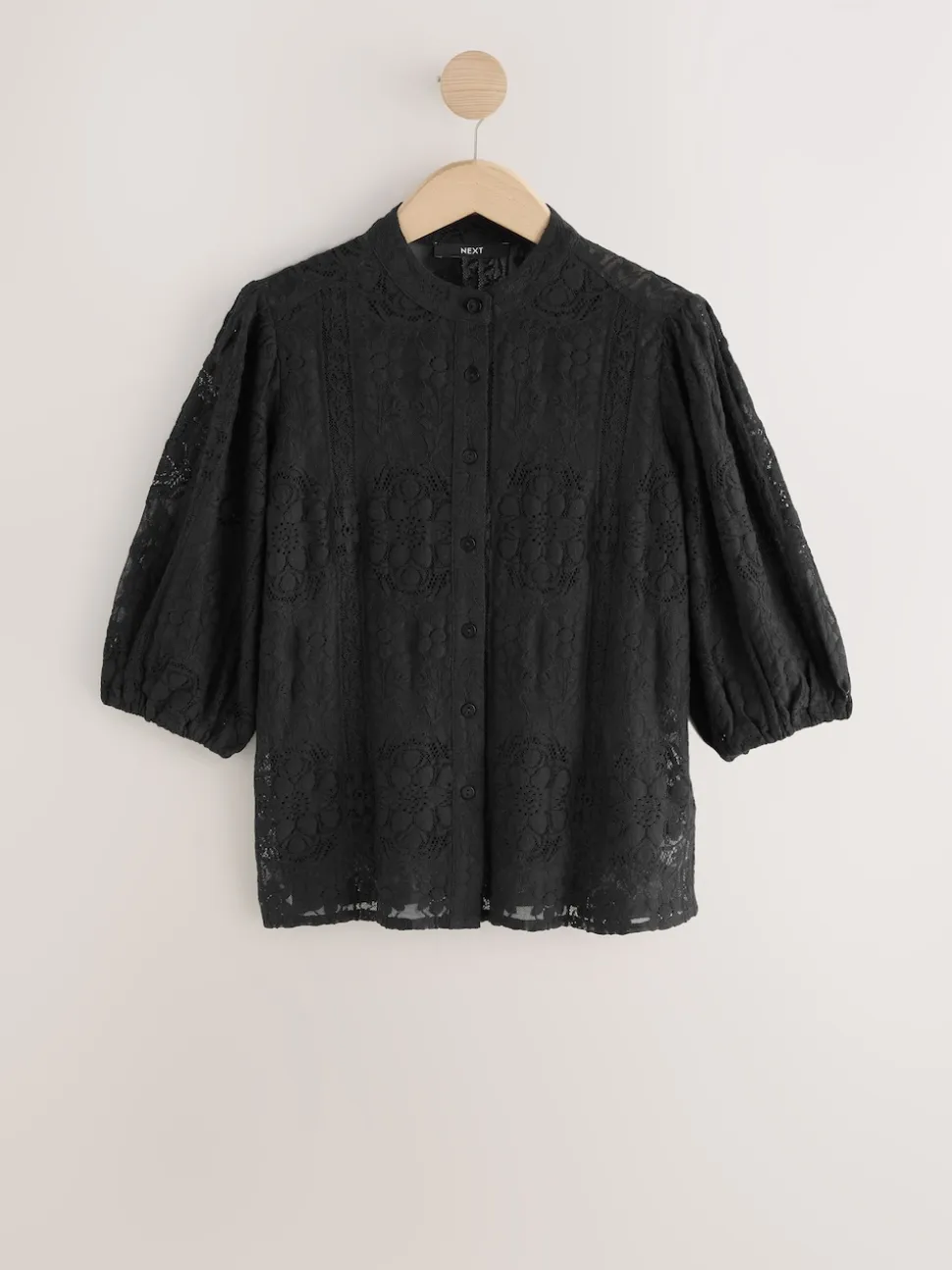 Black Lace Half Sleeve Blouse
