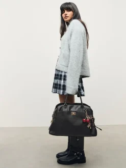 Black Large Tote Bag with Charms