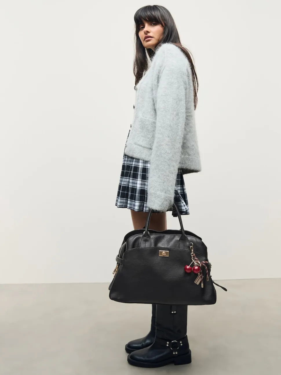 Black Large Tote Bag with Charms